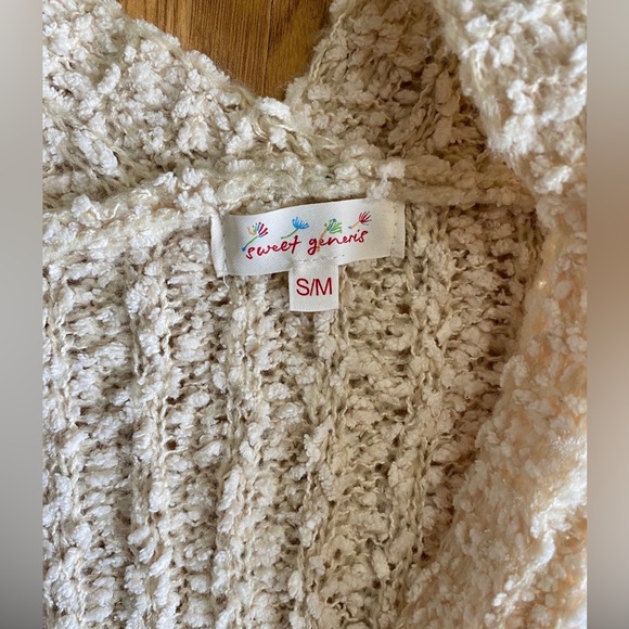 Sweet Generis Soft Knit Beige Cardigan Sweater Pockets S/M - Picture 3 of 4